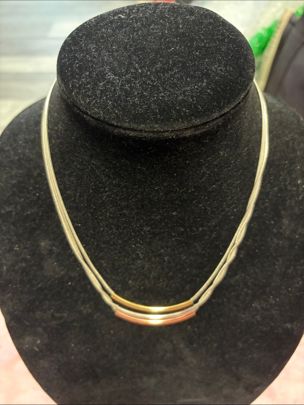 Nine West Tri-Tone Multi-Strand Necklace - Gold, Silver, Rose Gold